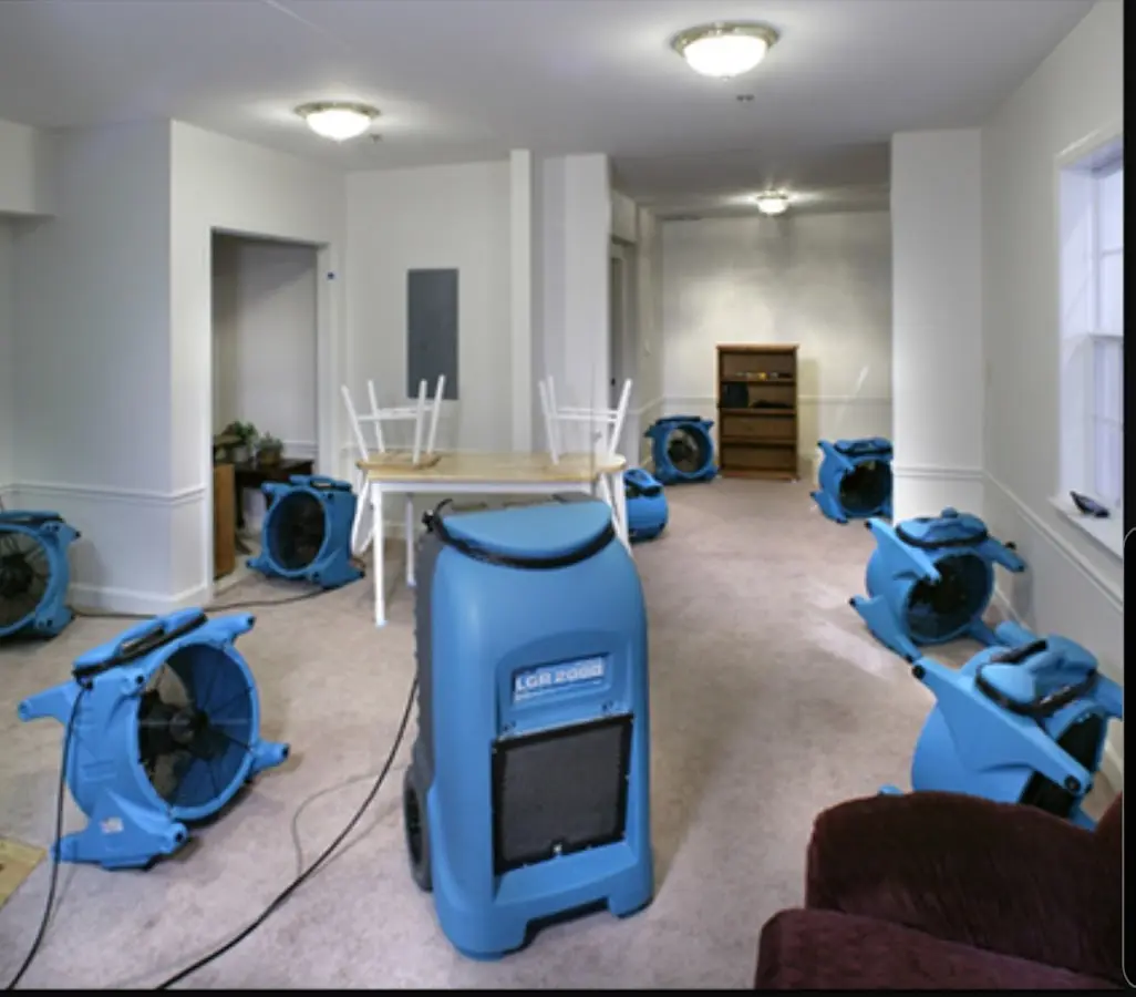 Air movers and dehumidifier setup for Water Extraction & Removal in Blair