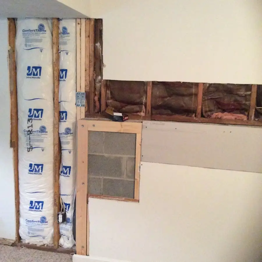 Wall insulation replacement during Basement Flood Cleanup in Blair